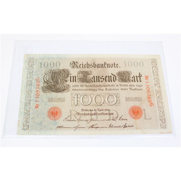 #82 1910 Germany 1000 Reichsmarks Banknote Bill
