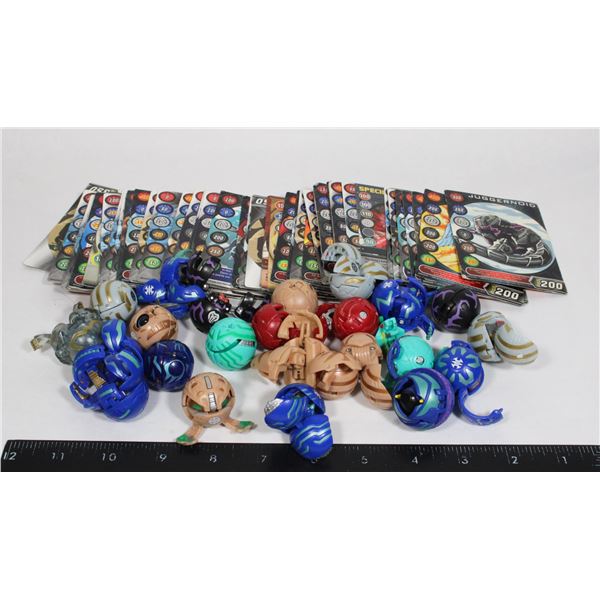 #409 Large Lot of Bakugan Cards w/ Figures