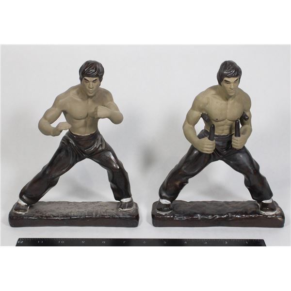 #415 Two Bruce Lee Ceramic Figure Statues