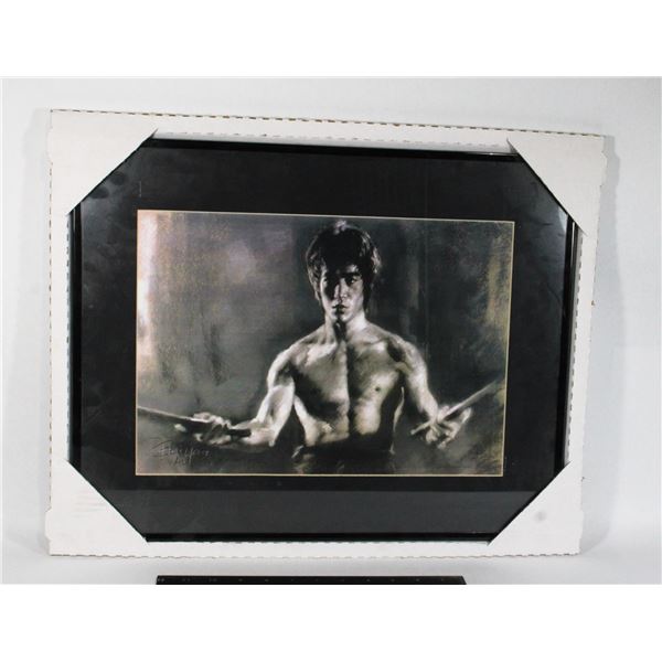 #652 Framed Bruce Lee Artwork 20 x 16 Inches