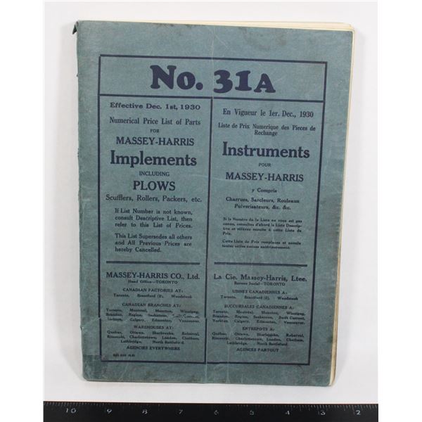 #780 1930 No. 31A Massey-Harris Catalog Canada