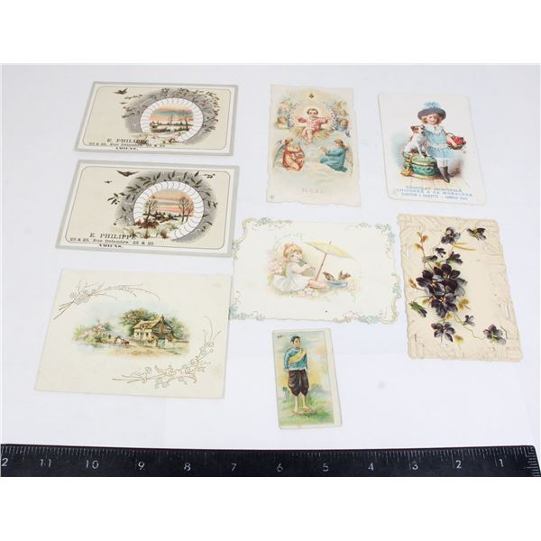#834 Lot of 7 Antique  Cards & 1 Cigarette Card