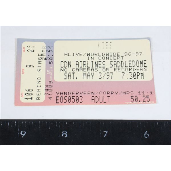 #928 KISS Alive World Wide 1996 1997 Ticket Stub