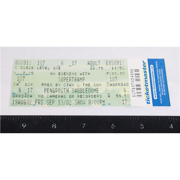 #935 Supertramp Saddledome Sept 2002 Ticket Stub