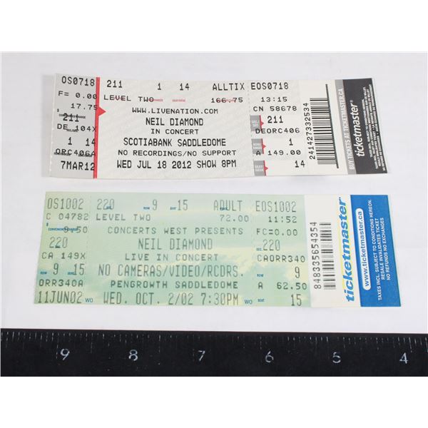 #936 Neil Diamond Ticket Stub Lot of 2 2002 2012