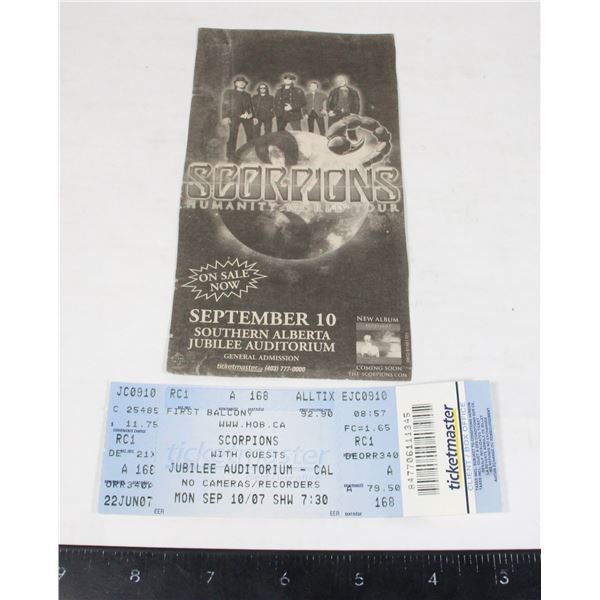 #940 Scorpions Ticket Stub September 2007 +