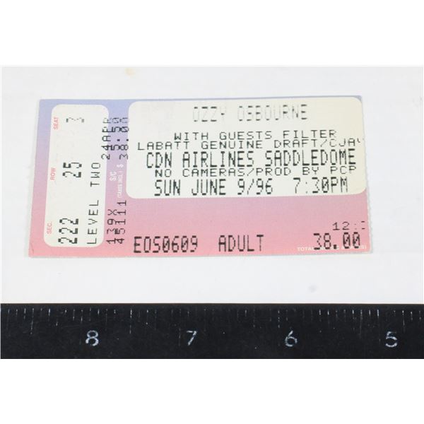 #945 Ozzy Osbourne Ticket Stub June 1996 Calgary