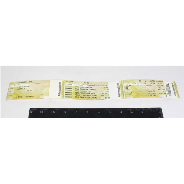 #947 AC/DC Live Nation 2009 Ticket Stub Edmonton