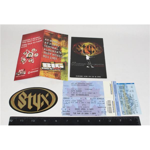 #948 Styx Ticket Stubs + Sticker 2001 / 2008