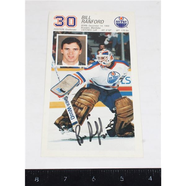 #959 Signed Edmonton Oilers Card Blll Ranford