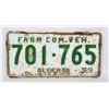 Image 1 : #996 1959 Alberta Farm Licence Plate 701 765