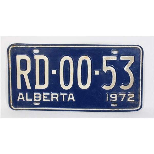 #997 1972 Alberta Licence Plate RD-00-53