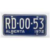 Image 1 : #997 1972 Alberta Licence Plate RD-00-53