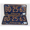 Image 1 : #998 1973 Alberta License Plate Pair BD-25-63