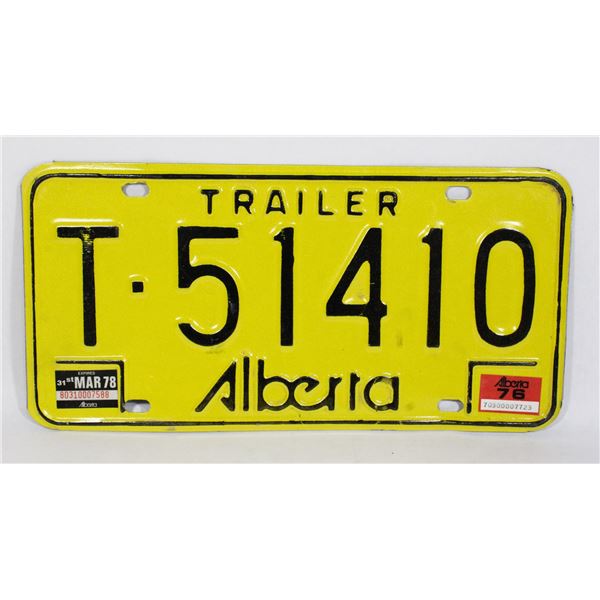 #1000 1978 Alberta Trailer License Plate T-51410