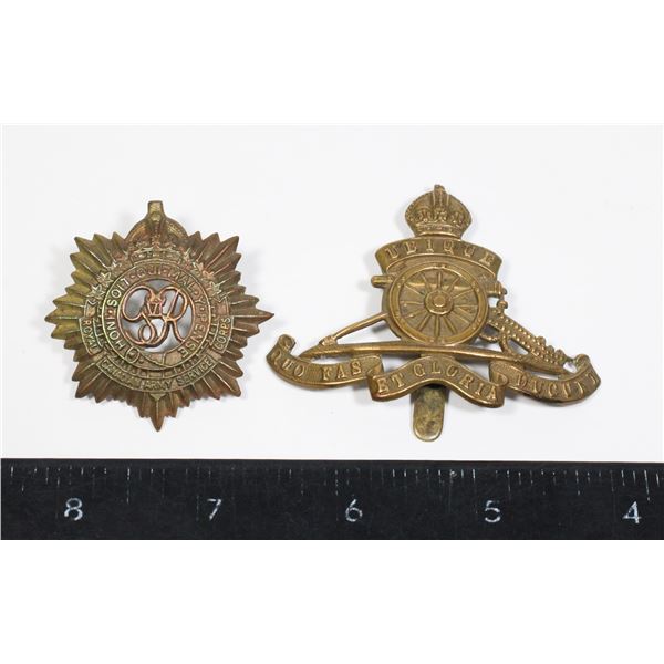 #1042 2 WW2 Canadian Cap Badges RCA RCASC