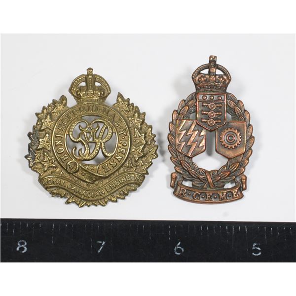 #1044 2 WW2 Canadian Cap Badges RCE RCEME