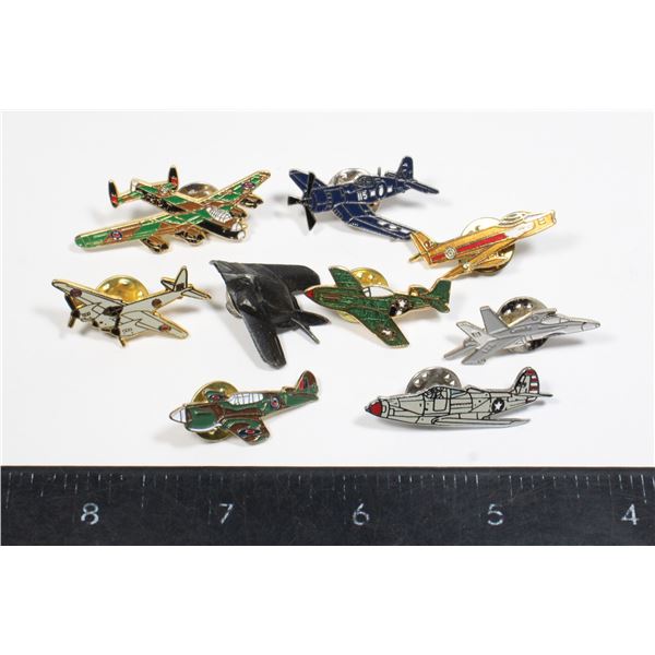 #1060 Lot of 9 Military Aircraft Pins