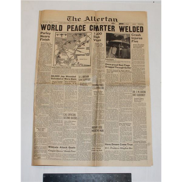 #1070 WW2 Newspaper The Albertan June 25 1945