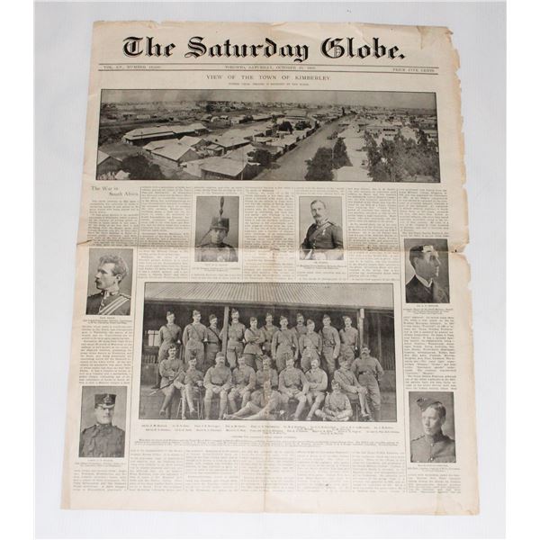 #1074 Boer War 1899 Saturday Globes Newspaper