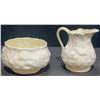 Image 1 : Belleek Ireland Cream and Sugar Set, Relief Pattern