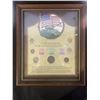 Image 1 : Framed United States World War II Coin and Stamp Collection, Approx 11x12 in
