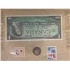 Image 4 : Framed The Centennial Collection 11x15-Inch Canadian Coin, Bill and Stamp Set