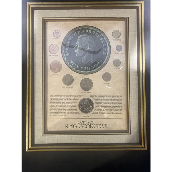Framed Display of King George VI Coins, Approx 11x15 Inches