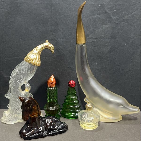 6 Avon Decorative Glass Bottles