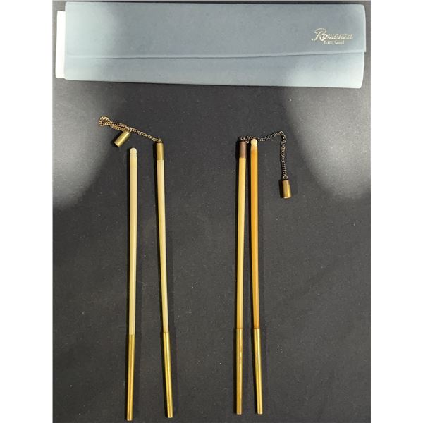 Romanza Kunst Gold Chopsticks with Case, 2 Pairs