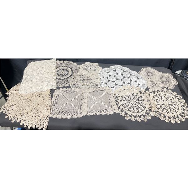 Hand-Crocheted Lace Doilies and Table Runners
