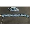 Image 1 : Sherman Blue Rhinestone Bracelet and Brooch Set