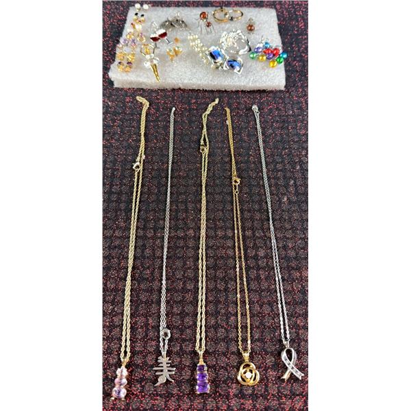 Costume Jewellery Lot With Chains and Earrings
