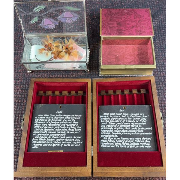 Orchard Studio Etched Metal Plaques, Glass Trinket & Book Box