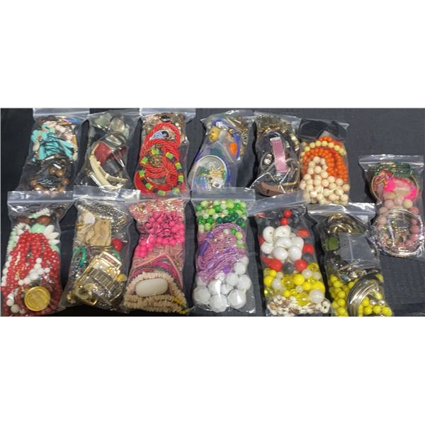 Costume Jewellery Lot, 12 Bags Mixed Beads & Accessories