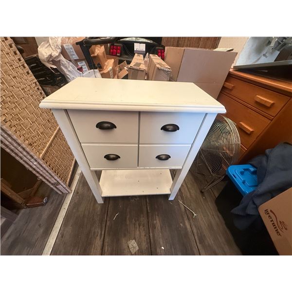 White Wood Cabinet with Faux Fronts and Lower Shelf