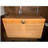 Image 1 : Vintage Wicker Storage Trunk with Brass Clasp
