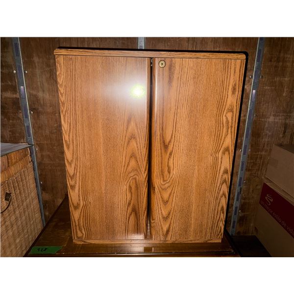 Compact Two-Door Cabinet with Shelving, Oak-Look Laminate