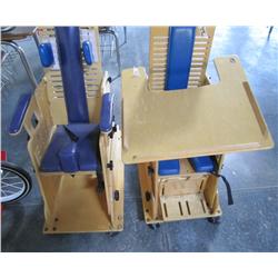 2--Wooden adapted seat on wheels