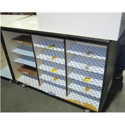 Lot Of 2 Wood Book Carts Cabinet & Light