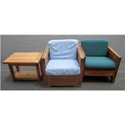 2 Wood Chairs & Coffee Table