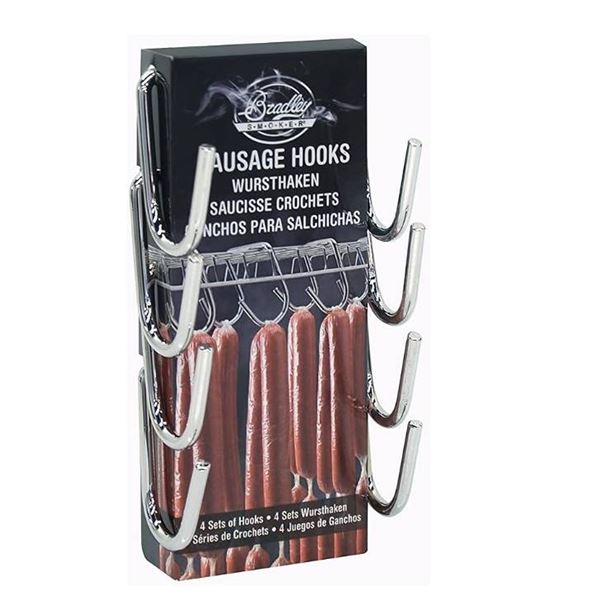 Bradley Smoker Chrome-Plated Steel Sausage and Meat Hook, 4 Pack