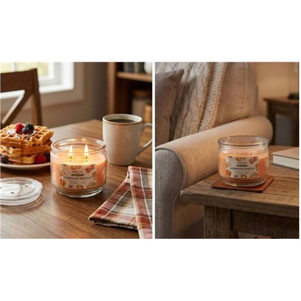 Candle-Lite Homemade Waffles Scented Glass Jar 3 Wick Case of 4