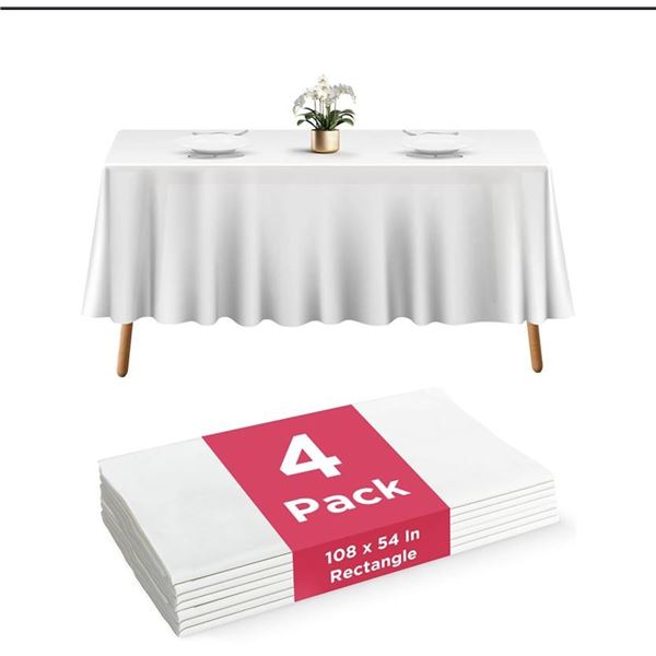 Lot of 2 PRESTEE White Tablecloths 4-Pack 108x54