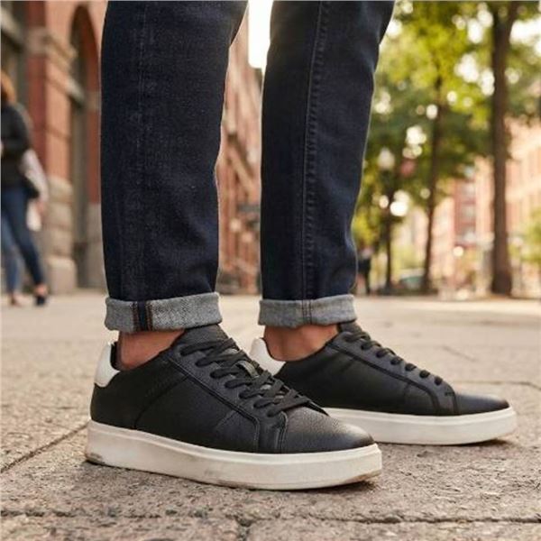 ALDO Black Leather Sneakers, Size 10