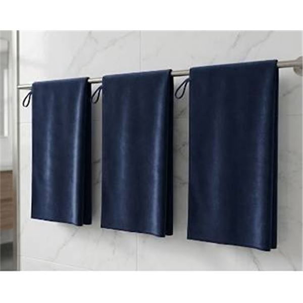 Lot of 3 - Amazon Basics Microfiber Towels Black/Blue
