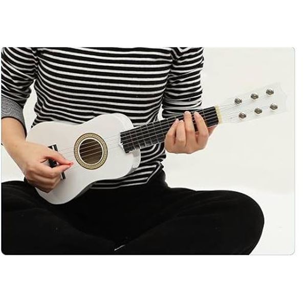 21 Inch Guitar Small Acoustic Guitar for Beginners 6- String Wooden Guitar White