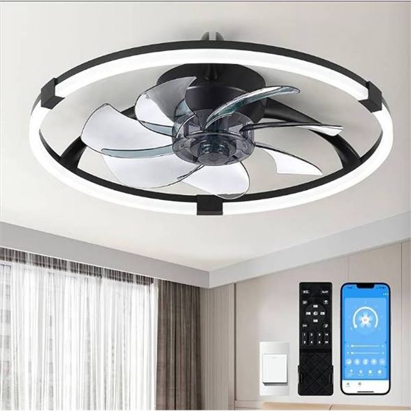 Linboro Low Profile Black Ceiling Fan