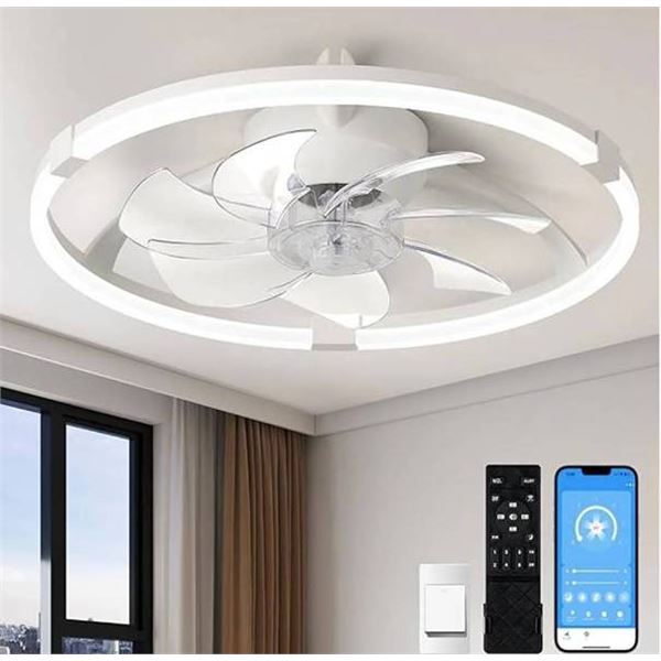 Linboro White Ceiling Fan Low Profile