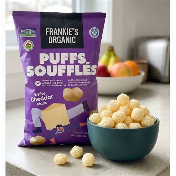 Frankie's Organic White Cheddar Puffs 12 x 120g